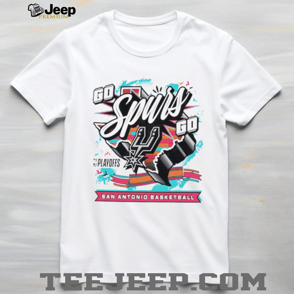 San Antonio Spurs Basketball Playoff Retro Style T Shirt Go Spurs Go Graphic T shirt