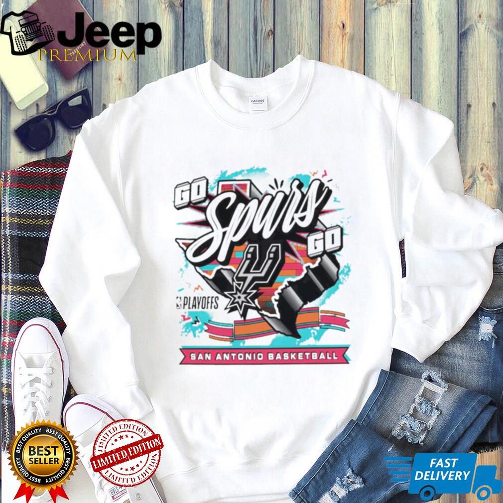 San Antonio Spurs Basketball Playoff Retro Style T Shirt Go Spurs Go Graphic T shirt