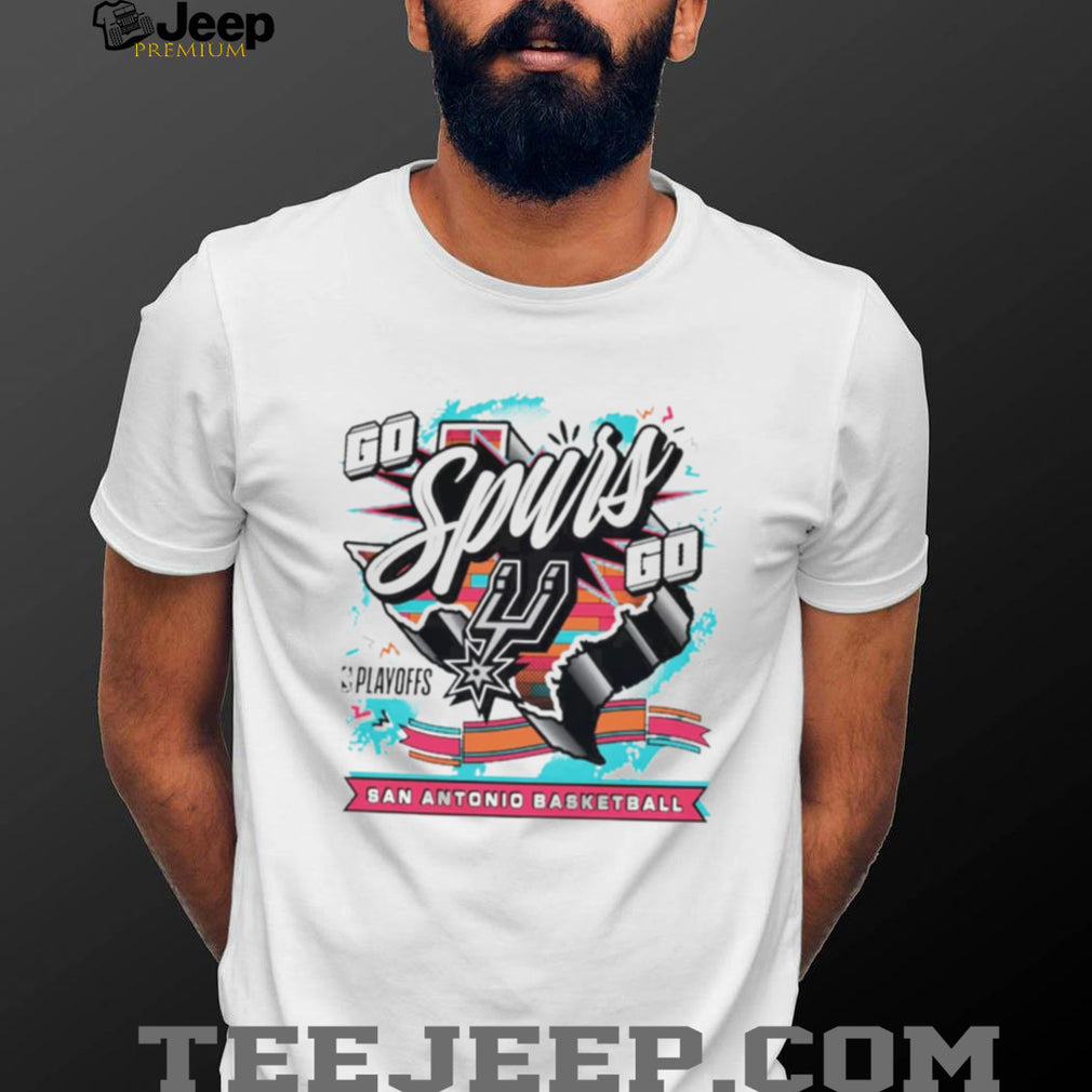 San Antonio Spurs Basketball Playoff Retro Style T Shirt Go Spurs Go Graphic T shirt