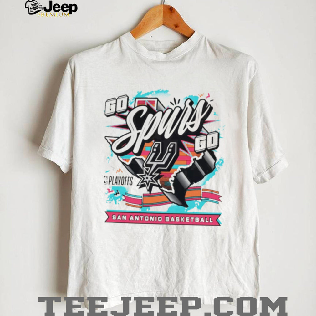 San Antonio Spurs Basketball Playoff Retro Style T Shirt Go Spurs Go Graphic T shirt