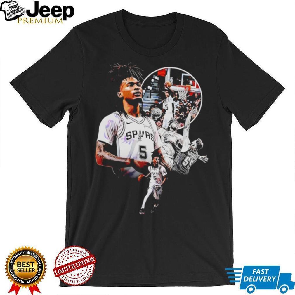 San Antonio Spurs Dejounte Murray Number 5 Action Collage T Shirt