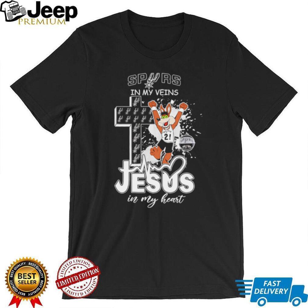 San Antonio Spurs In My Veins Jesus In My Heart Coyote Basketball T Shirt
