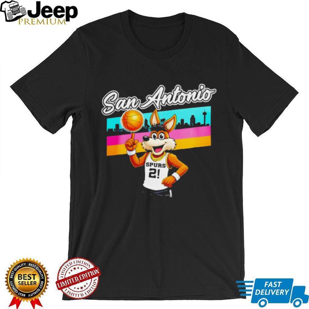 San Antonio Spurs Mascot The Coyote Retro Skyline T Shirt