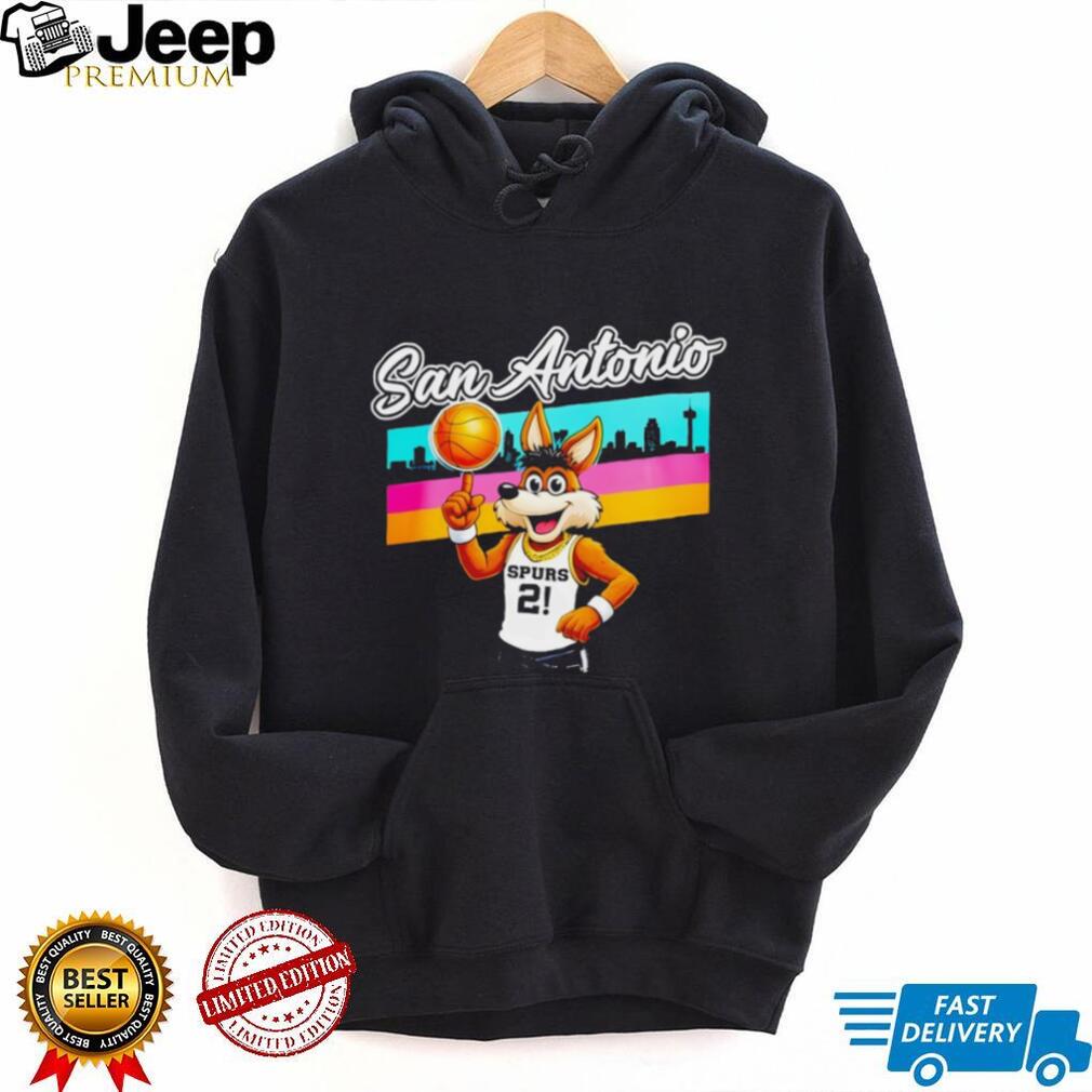 San Antonio Spurs Mascot The Coyote Retro Skyline T Shirt
