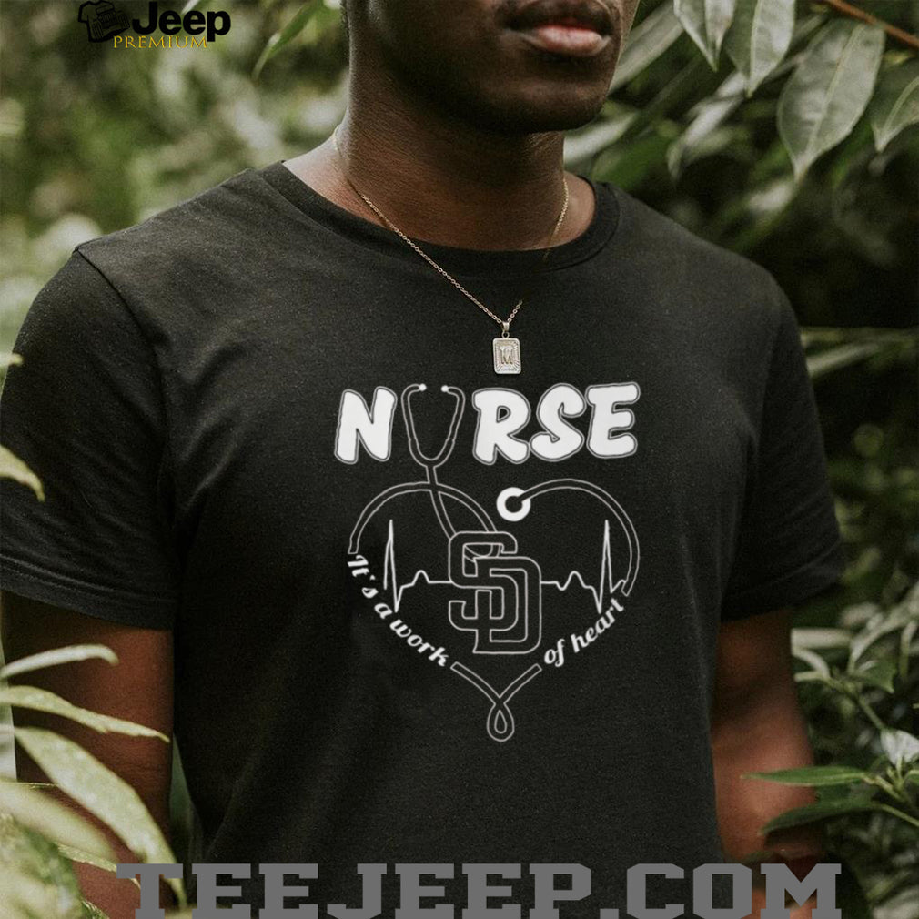 San Diego Baseball Nurse T Shirt It’s a Work of Heart Stethoscope T Shirt