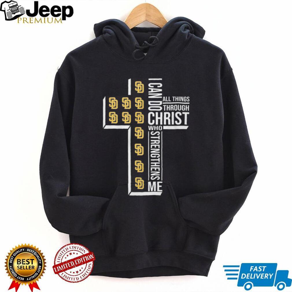 San Diego Padres Baseball Cross “I Can Do All Things Through Christ” T Shirt