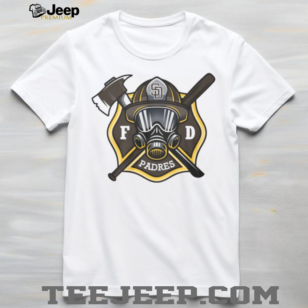 San Diego Padres Fire Department FD Logo Baseball Fans First Responders White T Shirt