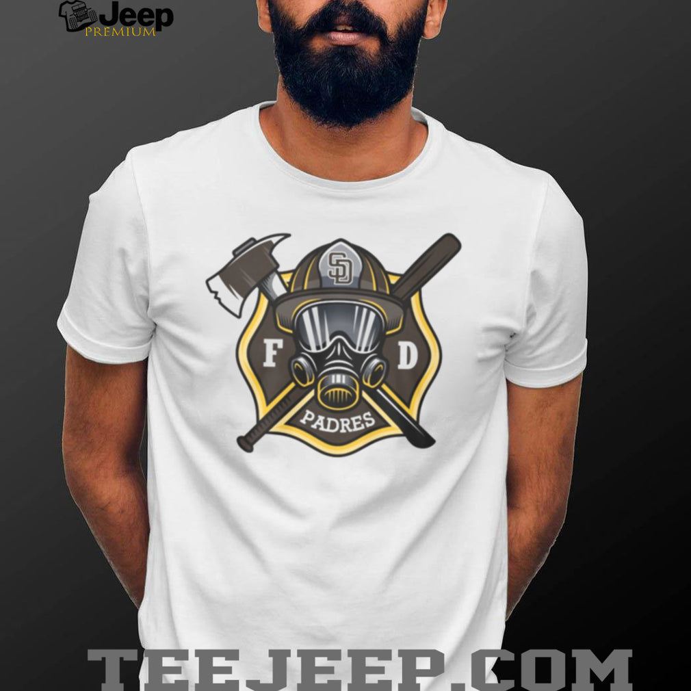 San Diego Padres Fire Department FD Logo Baseball Fans First Responders White T Shirt