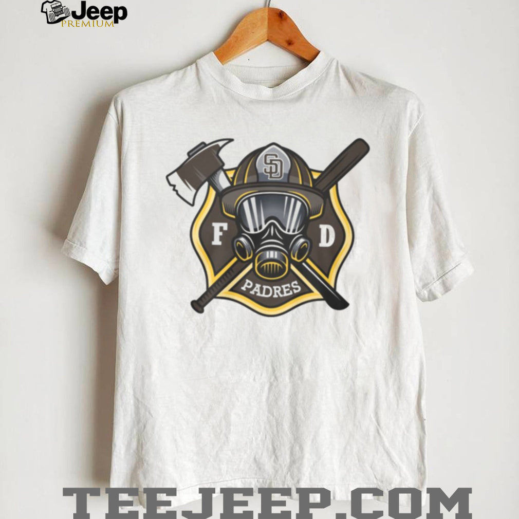 San Diego Padres Fire Department FD Logo Baseball Fans First Responders White T Shirt