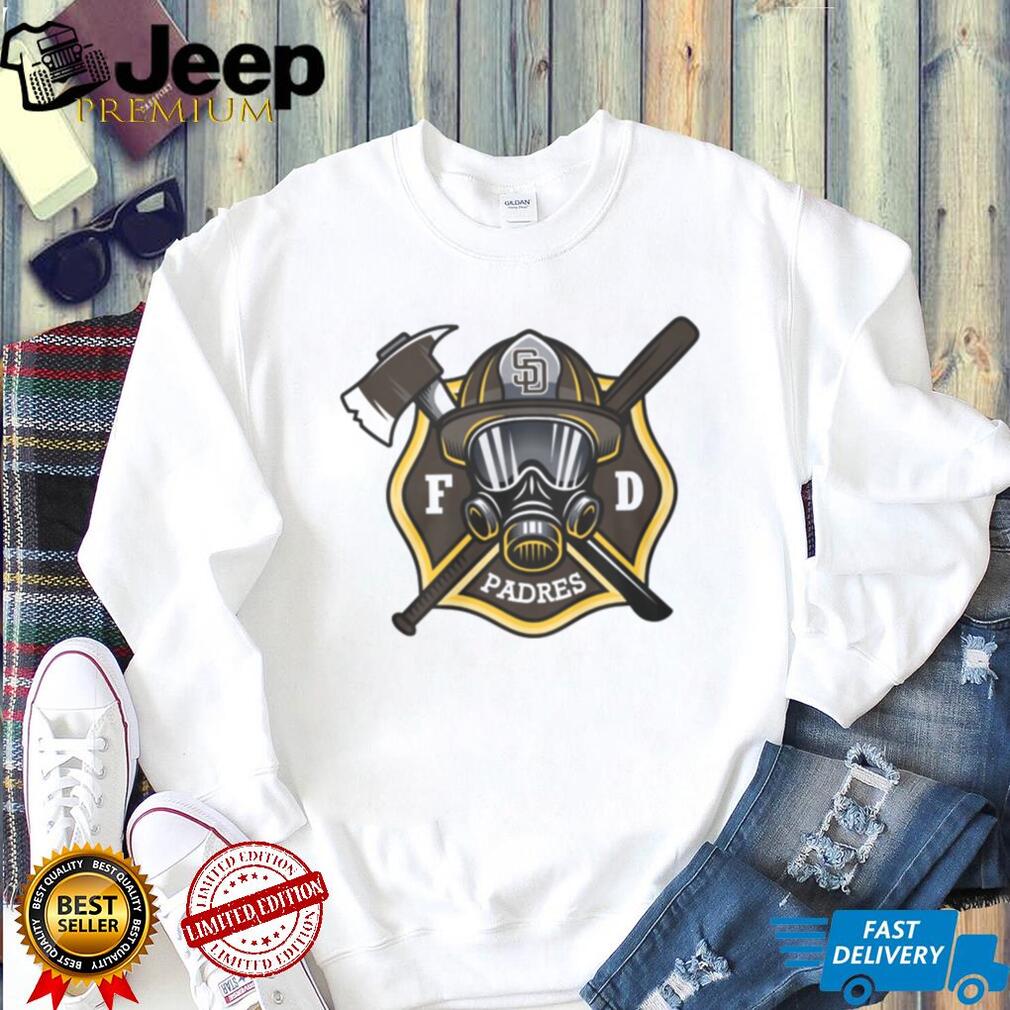 San Diego Padres Fire Department FD Logo Baseball Fans First Responders White T Shirt