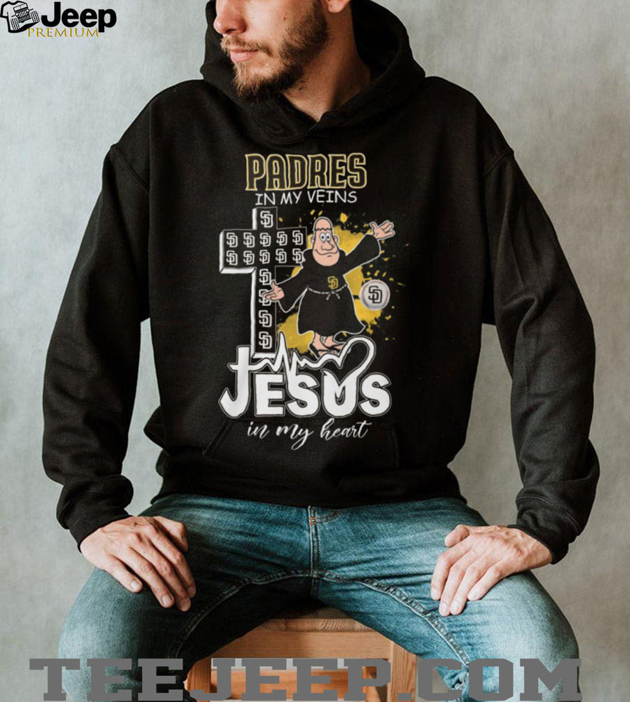 San Diego Padres Religious Fan T Shirt Padres in my Veins Jesus in my Heart Friar Mascot Apparel