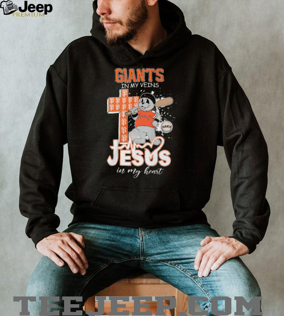 San Francisco Giants Lou Seal Mascot Cross Heartbeat Jesus In My Heart T Shirt