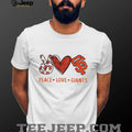 San Francisco Giants Peace Love Giants Red Glitter Baseball T shirt