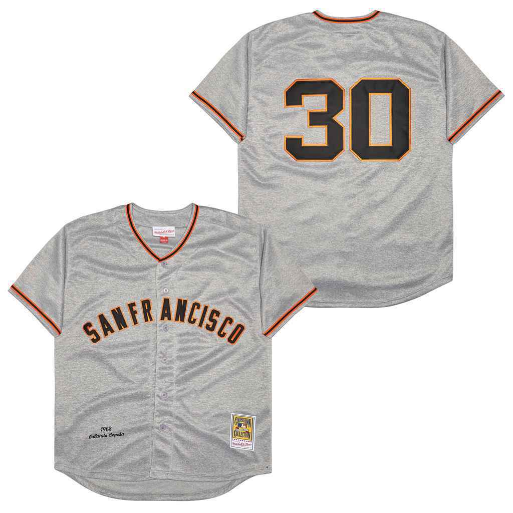 San Francisco Giants #30 Orlando Cepeda Giants 30 Hemp Gray 1962 Retro