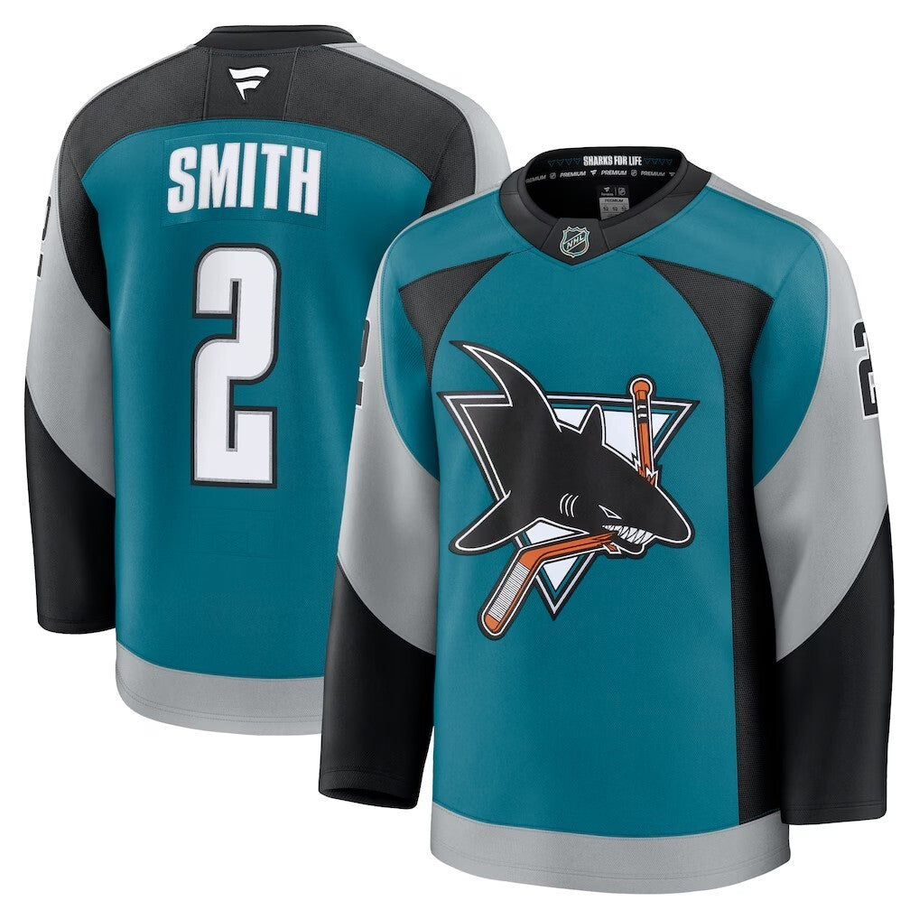 San Jose Sharks #2 Will Smith Alternate 2 Premium Jersey - Teal