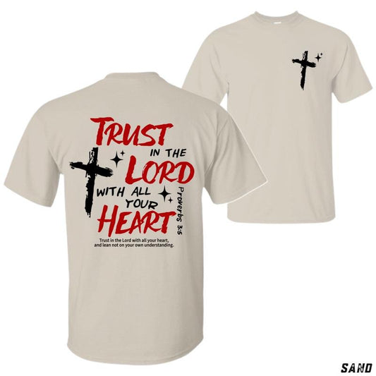 Sando Trust In The Lord Shirt Proverbs 3 5 Bible Verse Graphic Tee Menswear Tops Streetwear Tshirt Classic Cotton Embroidered Love Sport Fabric Soft Casual Wetsuit