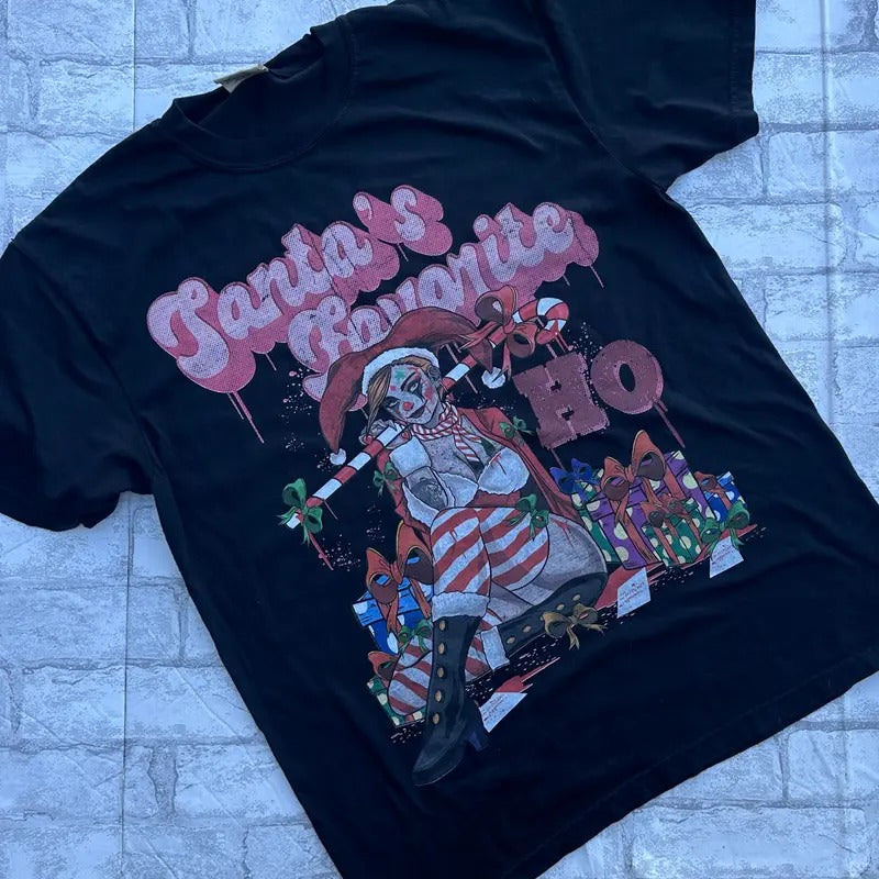 Sant's Favorite HO HO HO Graphic Tee - Spooky Clown Christmas Shirt Hoodie, Sweatshirt | WearSparks.com