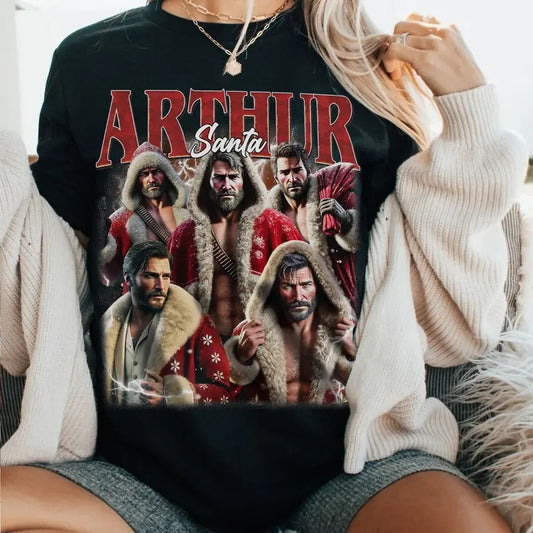 Santa Arthur Morgan Christmas Vintage T-Shirt, Arthur Morgan Red D*ad Redemption Shirt, Christmas Shirt,Gift For Movies Lovers
