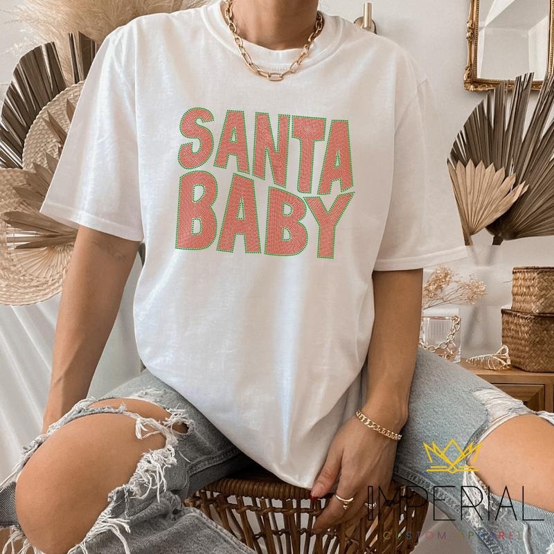 Santa Baby BLING T-Shirt,  Santa Baby Shirt, Christmas Bling Shirt, Xmas Bling Shirt Casual Hoodie, Sweatshirt