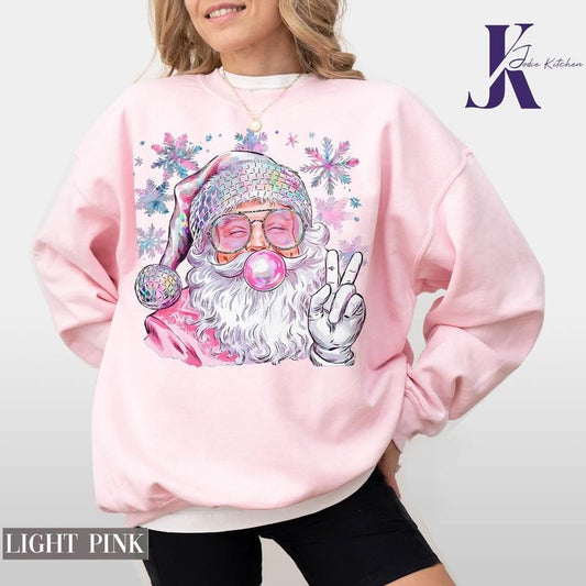 Santa Christmas Blowing Bubble Shirt, Santa Christmas Shirt, Funny Santa With Sunglasses Xmas, Vintage Merry Christmas