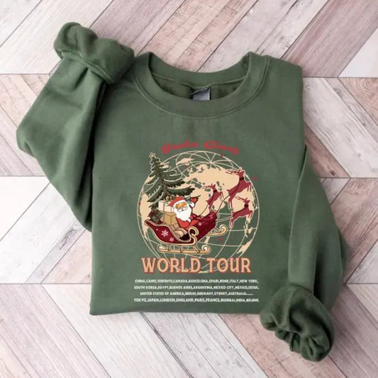 Santa Claus World Tour Shirt, Christmas Santa Claus Tour Sweatshirt, Christmas Gift Shirt, Christmas Cute Claus Shirt, Santa Claus Cute Tees