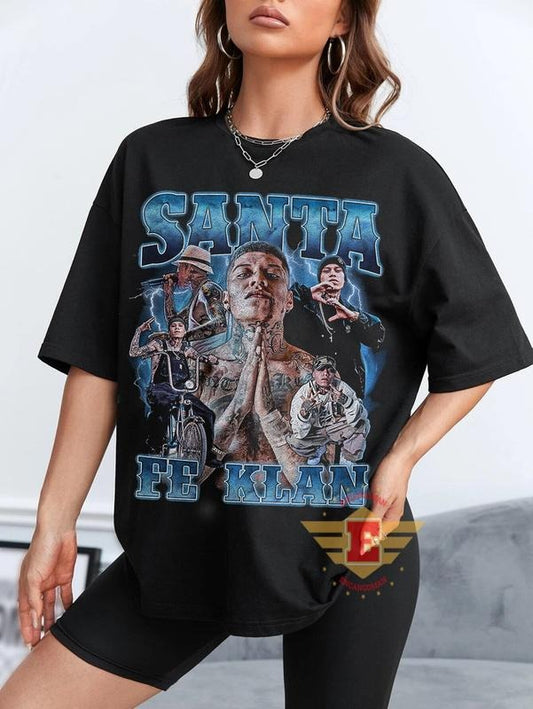 Santa Fe Klan t-shirt, playera regional mexicano Santa Fe Klan T- Shirt, Santa Fe Klan Rap Hip hop Vintage Clothing