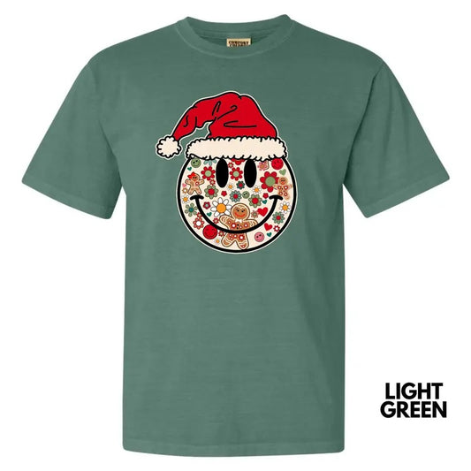 Santa Hat Happy Face Comfort Colors T-Shirt 'NLB'