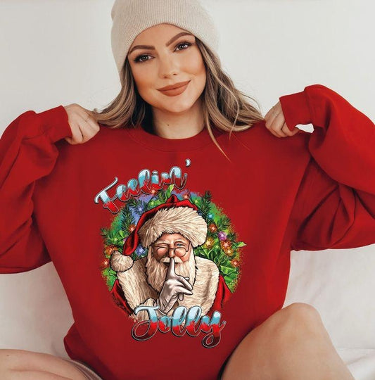 Santa Sweatshirt, Vintage Santa Sweatshirt, Retro Christmas Santa, Holiday Clothing Women, Christmas Sweatshirt for Woman, holiday P-348