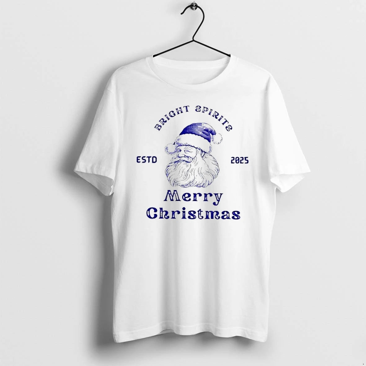 Santa Bright Spirits Merry Christmas Estd 2025 Tshirts Sweater