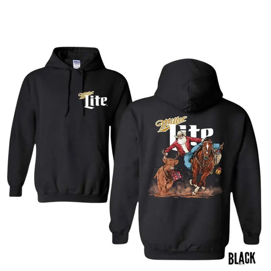Santa bulldogging X miller litte Hoodie Sweatshirt T-shirt 2 Side Printed, Christmas Shirt, Xmas Gift, Casual Wetsuit Pullover Man Tops Sweaters Menswear