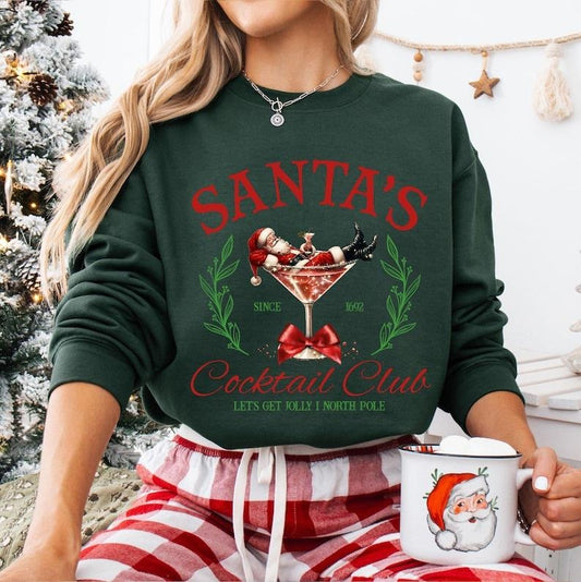Santa's Cocktail Club Christmas Sweatshirt, Christmas Shirt, Funny Christmas Sweater, Espresso Martini, Dirty Martini, Holiday Bachelorette