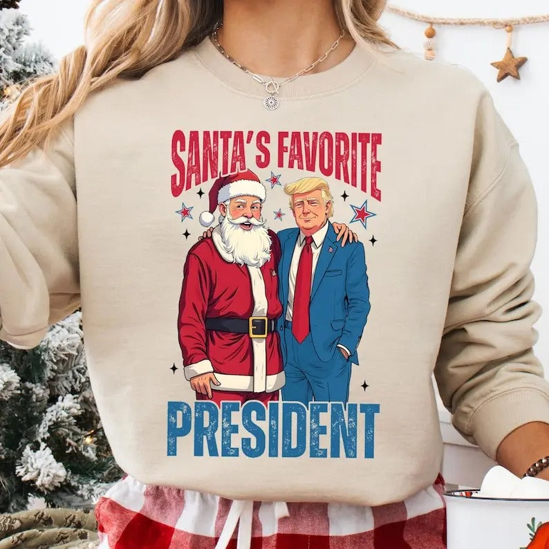 Santa's Favorite President Christmas Trump Sweatshirt2024 Political Sweatshirt, Merry Sweatshirt Sweatshirt, Holiday , Christmas  Design
