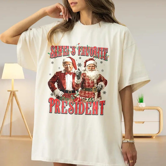 Santa's Favorite President Trump 2024 T-Shirt, Humorous Trump Christmas T-Shirt, Donald Trump 47th President Christmas T-Shirt, Trump Xmas Tee