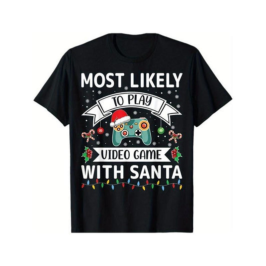 Santa's Gamer Buddy" T-Shirt - Soft Cotton, Casual Fit for Men & Women, Perfect for Christmas, Thanksgiving, New Year & Birthday Gifts Made in USA
