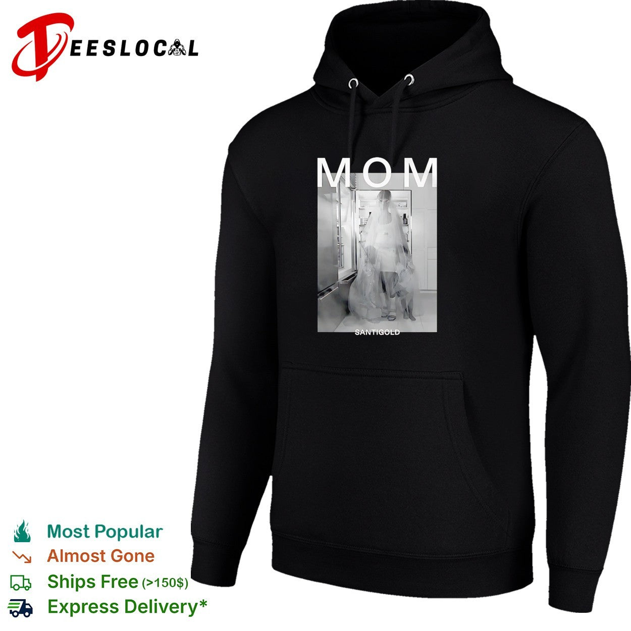 Santigold Mom bride standing at refrigerator album shirt