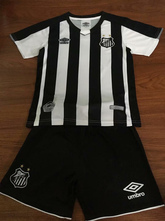 Santos home black and white kids 19-20 season soccer jersey