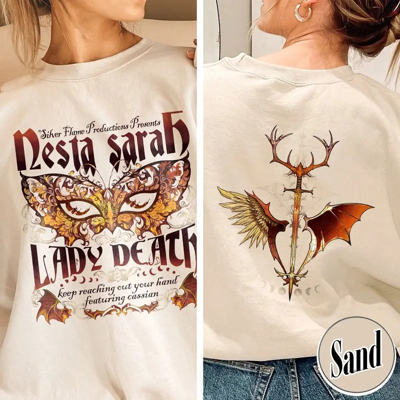 Sarah J Maas Merch Nesta Sweatshirt, Acotar Book Series, Velaris Acotar Shirt, Lady Death Shirt, Nesta Archeron Lady Death Shirt, Lady Death ACOSF