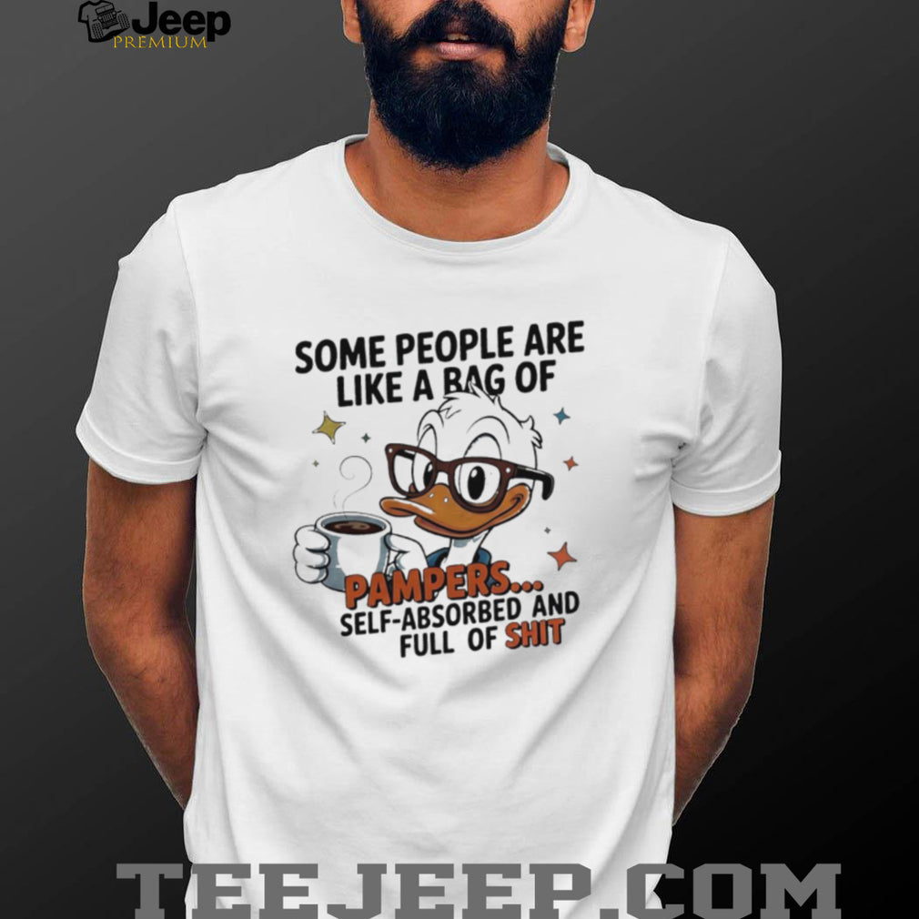 Sarcastic Cartoon Duck Drinking Coffee Self Absorbed Funny T Shirt