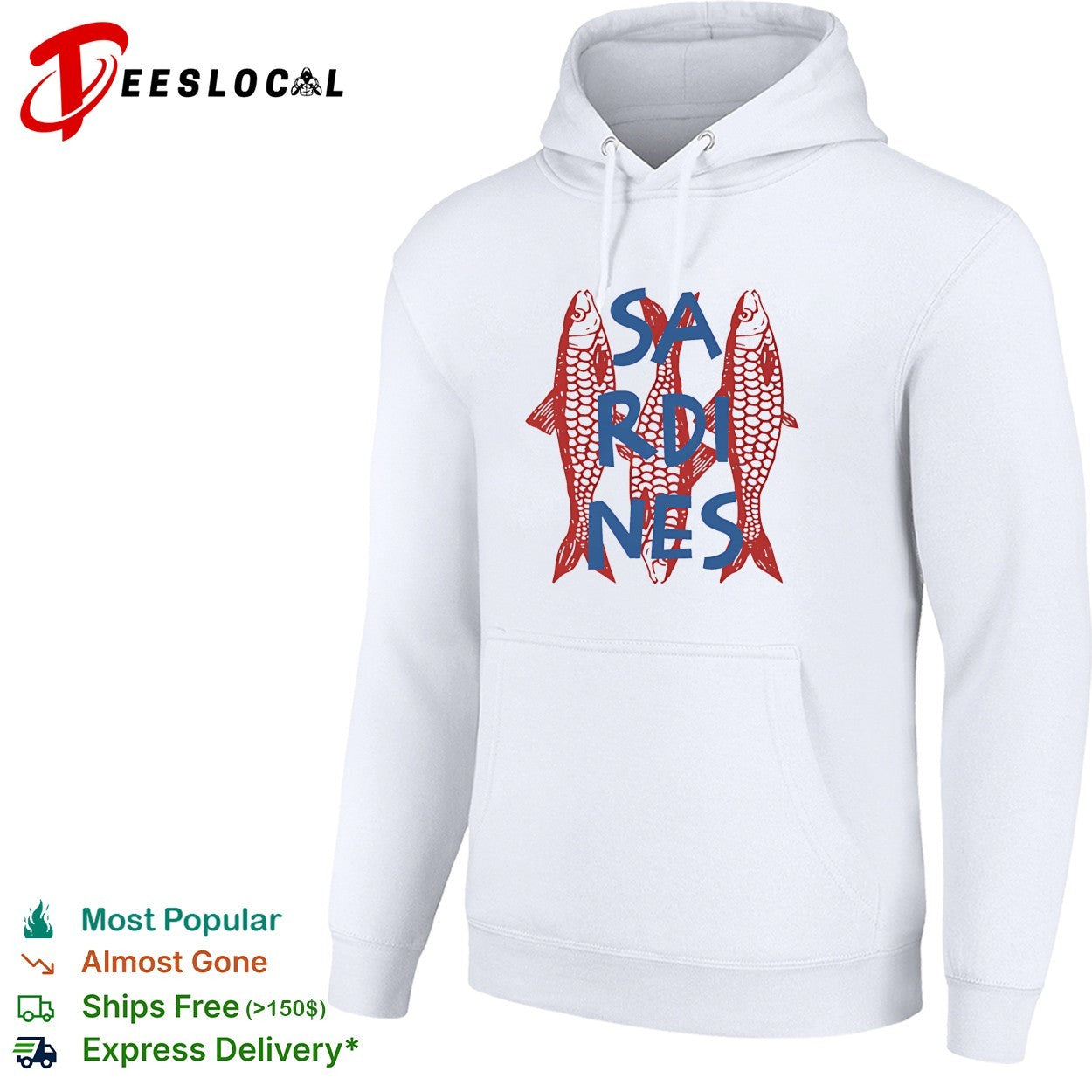 Sardines red fish typography shirt