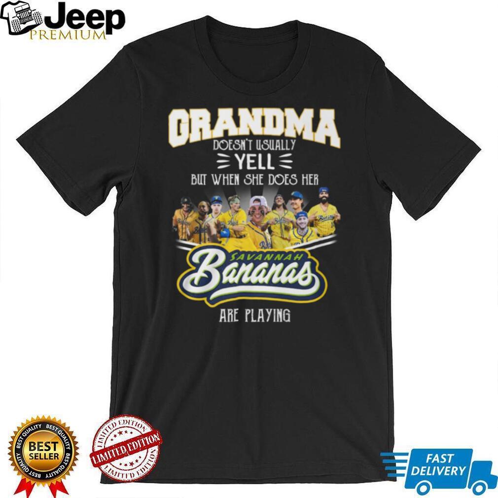 Savannah Bananas Grandma Doesn’t Usually Yell Baseball Team Fans Family Humor Vintage T Shirt