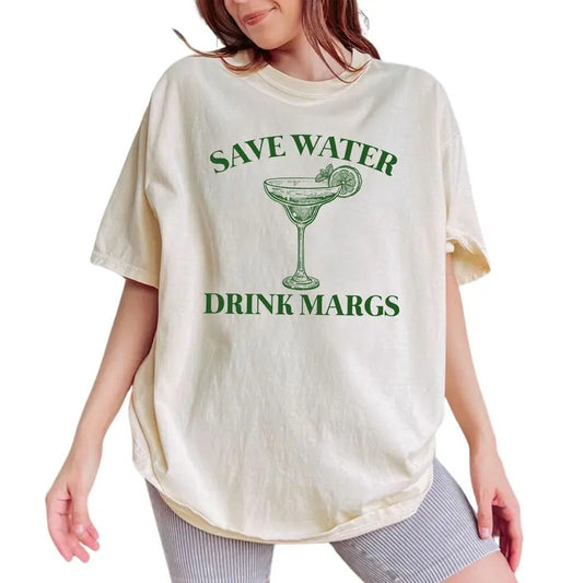 Save Water Drink Margs Shirt, Margarita Bachelorette Tee, Funny Tequila Graphic Printed Tee, Bachelorette Shirt, Summer Party Unhinged Shirt, Summer Vacation Tee, Comfy Fabric Graphic Tee, Women's Top, Womenswear, Cotton Fabric Relaxed Fit Chic Style