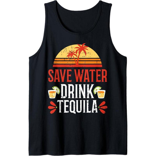 Save Water Drink Tequila Cinco De Mayo Mexico Party Beach Tank Top MADE IN USA