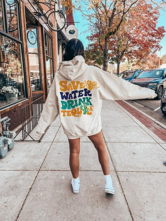 Save Water Drink Tequila Hoodie Tequila Graphic Shirt Drinker Sweatshirt Funny Drinking Tee Drinking Crew Sweater Bestie Gift E7390 style 02