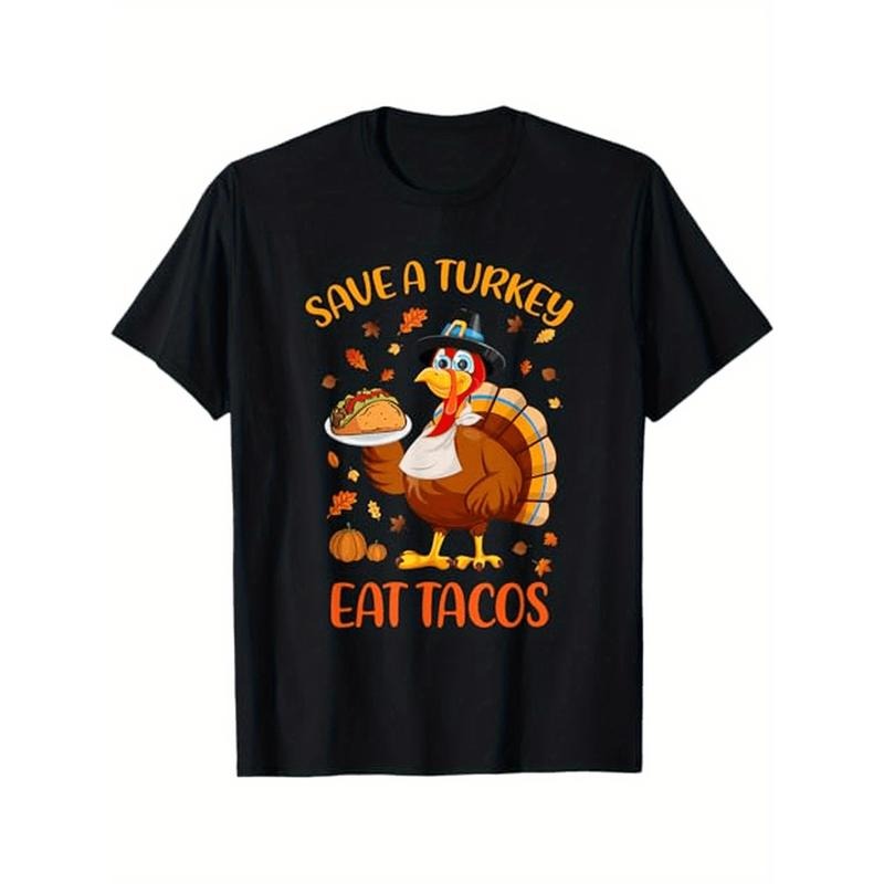 Save a Turkey, Eat Burritos" - Fun Thanksgiving & Christmas Gift | Perfect for Parents, Grandparents, Siblings | Cotton Tee with Geometric Pattern | Machine Washable Made in USA