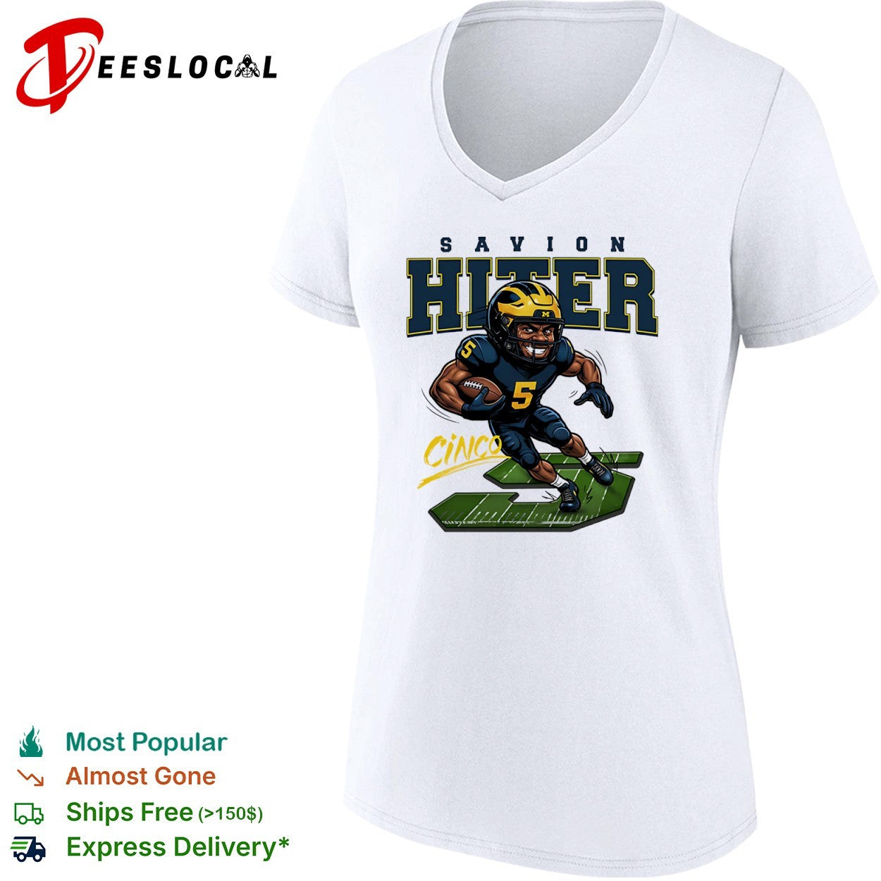 Savion Hiter Michigan Wolverines NCAA football 5 Cinco player shirt