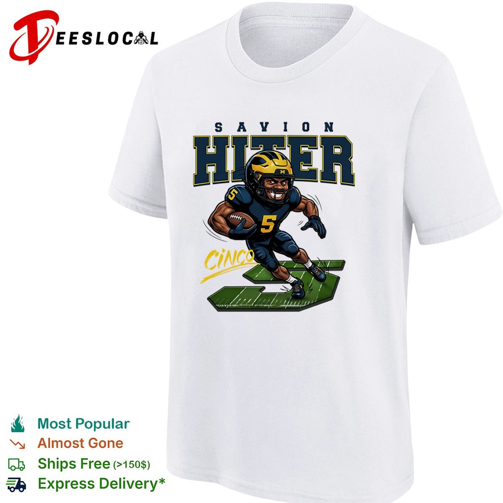 Savion Hiter Michigan Wolverines NCAA football 5 Cinco player shirt