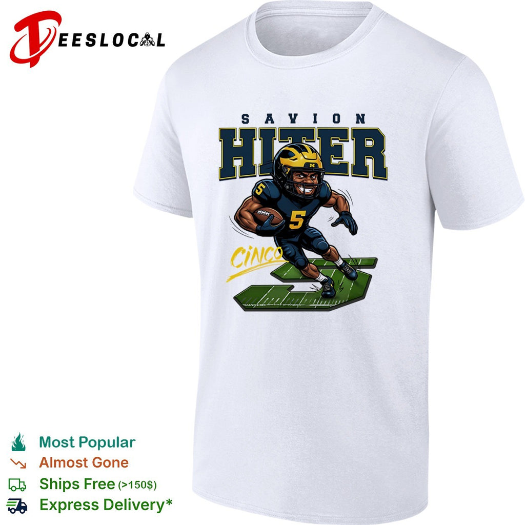 Savion Hiter Michigan Wolverines NCAA football 5 Cinco player shirt