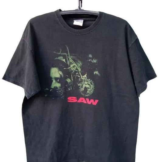 Saw Movie 90s basic black Horror Graphic T shirt black tee S-5XL