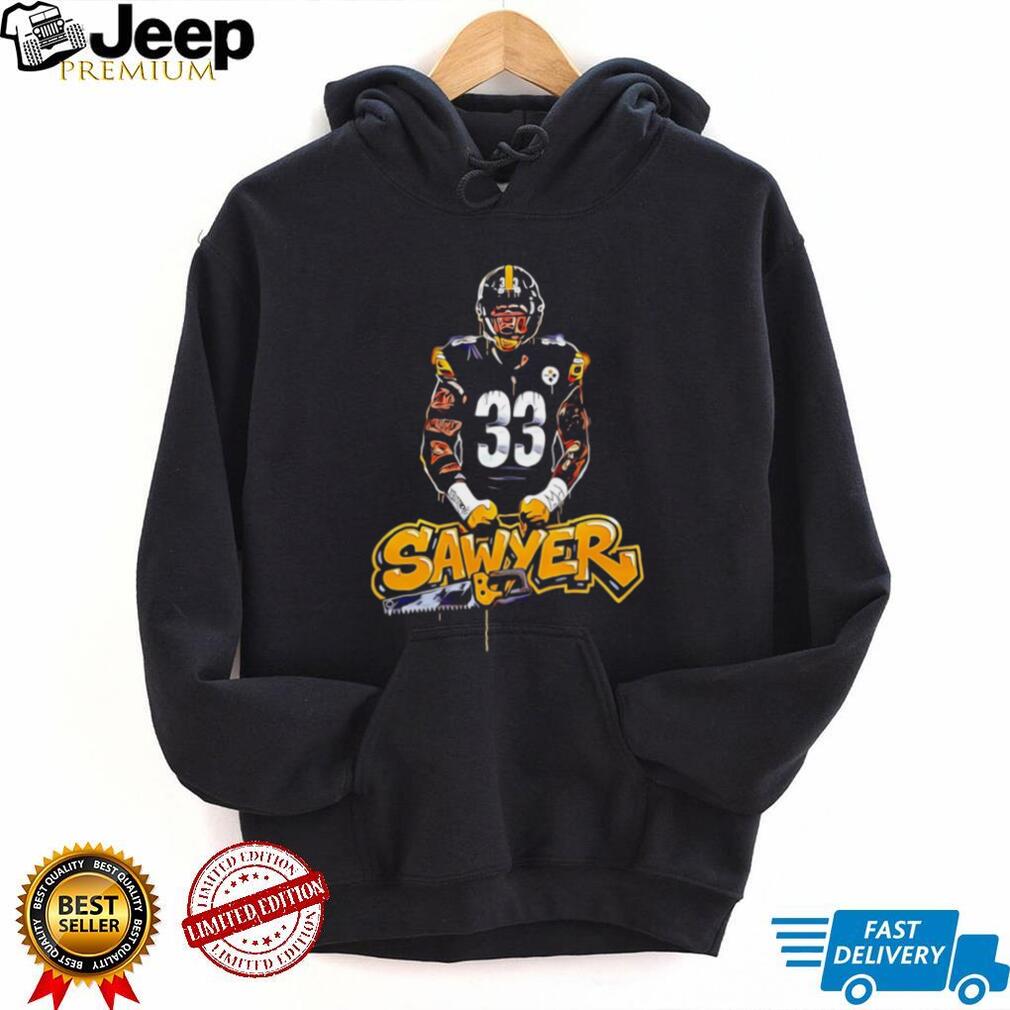 Sawyer Number 33 Football Player Graffiti Chainsaw T Shirt