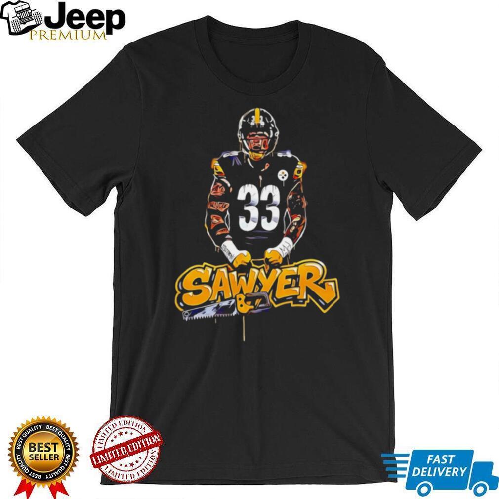 Sawyer Number 33 Football Player Graffiti Chainsaw T Shirt